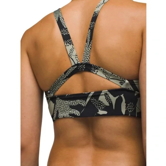 prAna Black Gray Green Floral Swim Top Marine Street Seaside XS NWR Beach - Picture 2 of 7